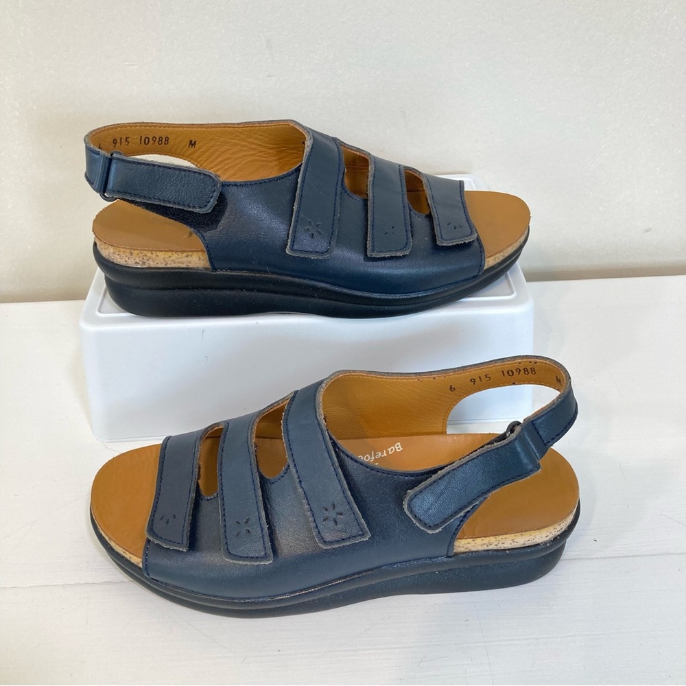 Drew Barefoot Freedom Bonita Navy Leather Sz 6 Womens Sandals Adj. Straps